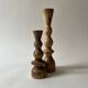 Set of 2 designer candle holders in turned wood