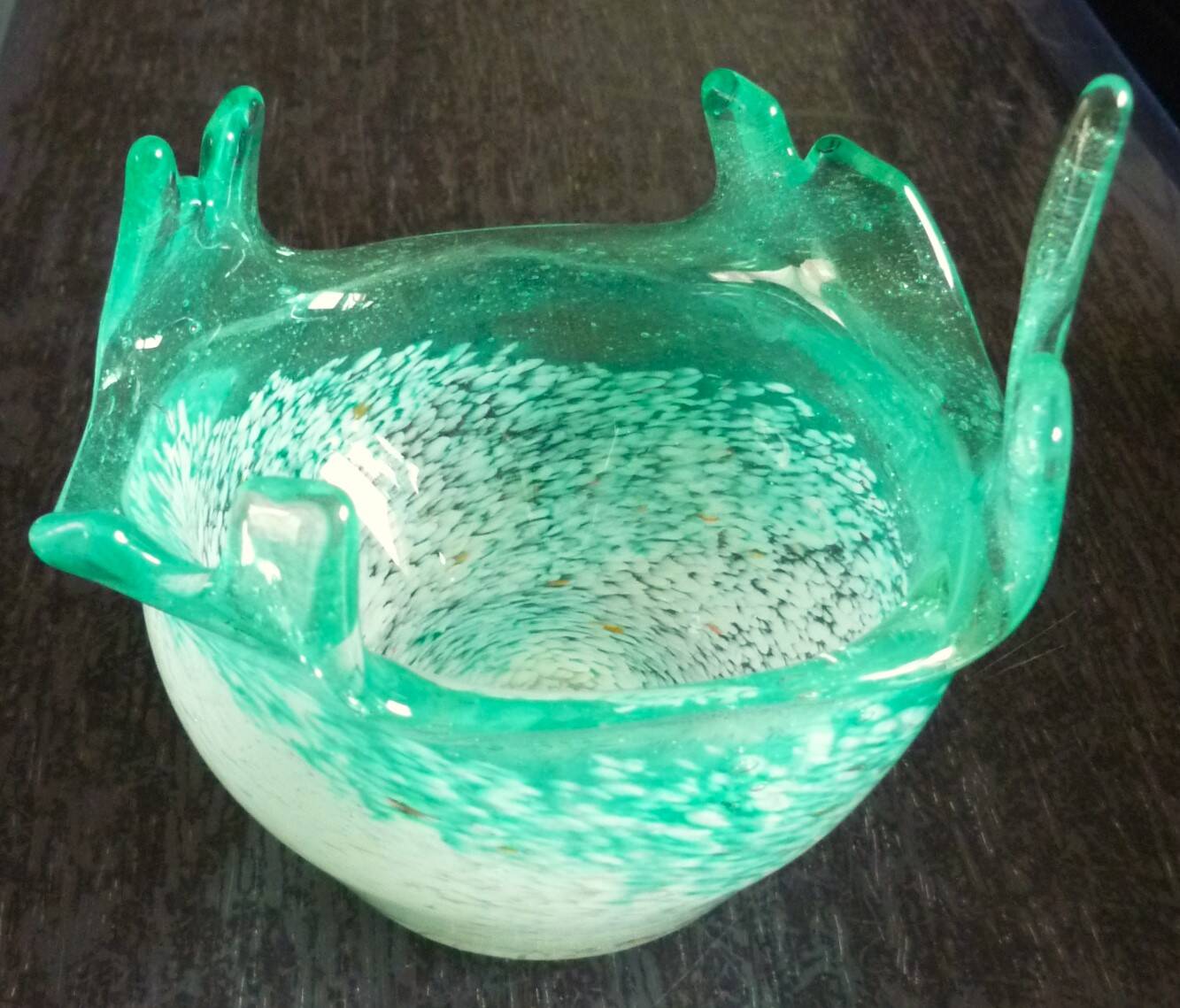 Blown glass empty pocket, thick, free-form, 80s design