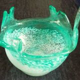 Blown glass empty pocket, thick, free-form, 80s design