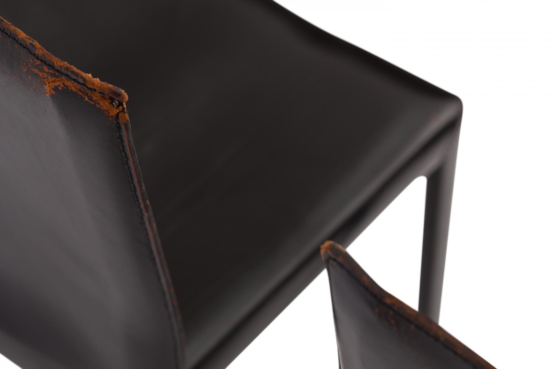 Set de 6 chaises en cuir noir par Studio Grassi & Bianchi pour Pellizoni Pasqualina 1980
