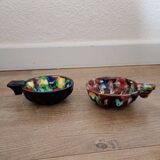 Tasting wine, bowls signed A. Dressinval, ceramist from Vallauris, 1960s.