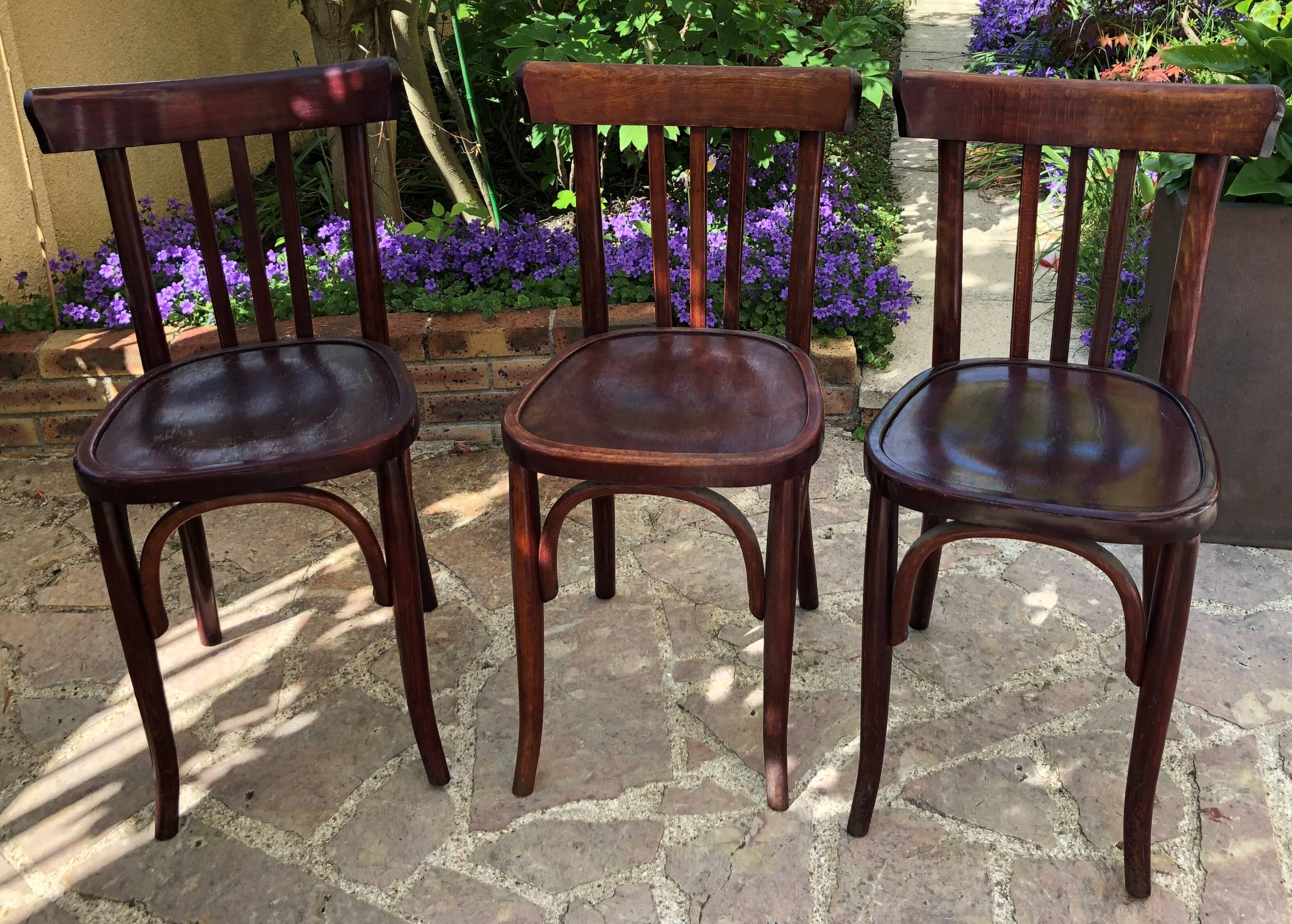 Set of three bistro chairs
