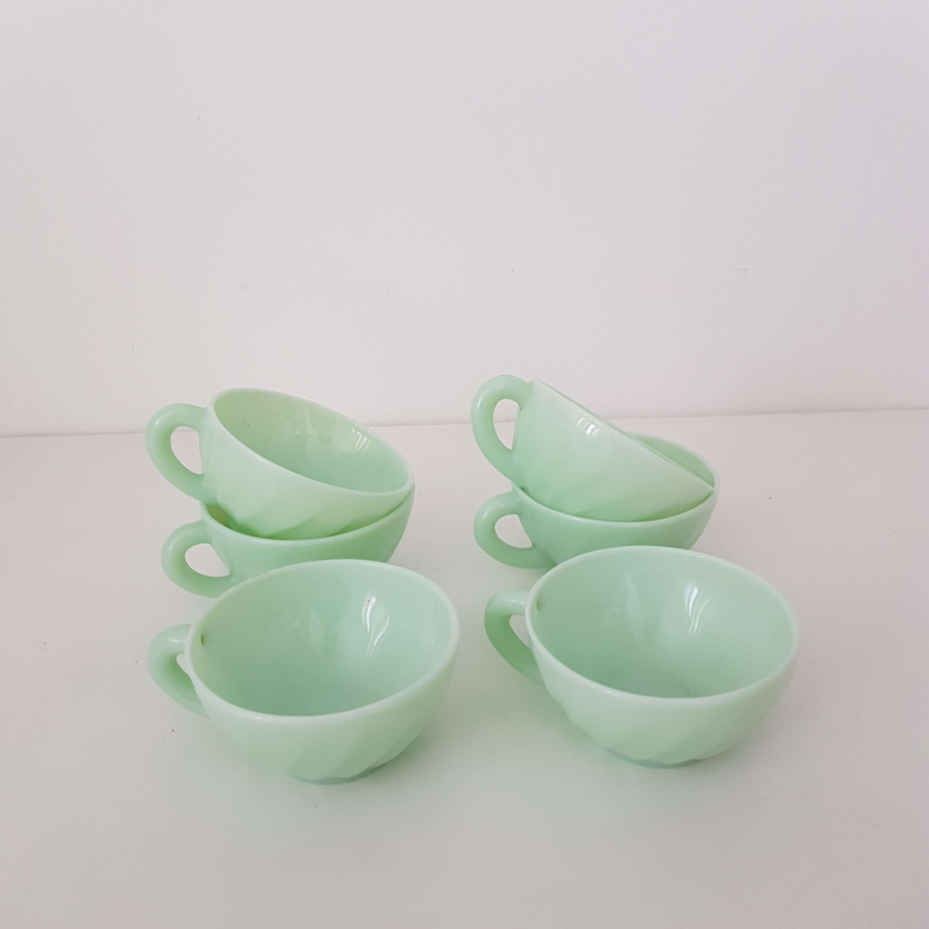 Lot de 6 Tasses à café vert d'eau vintage