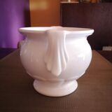 Pot / cover pot in glazed white ceramic - 1950s