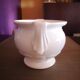 Pot / cover pot in glazed white ceramic - 1950s