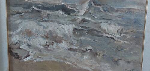 Giuseppe MANFREDI (1934 - 1987) Marina Painting Oil on Canvas 70 X 50