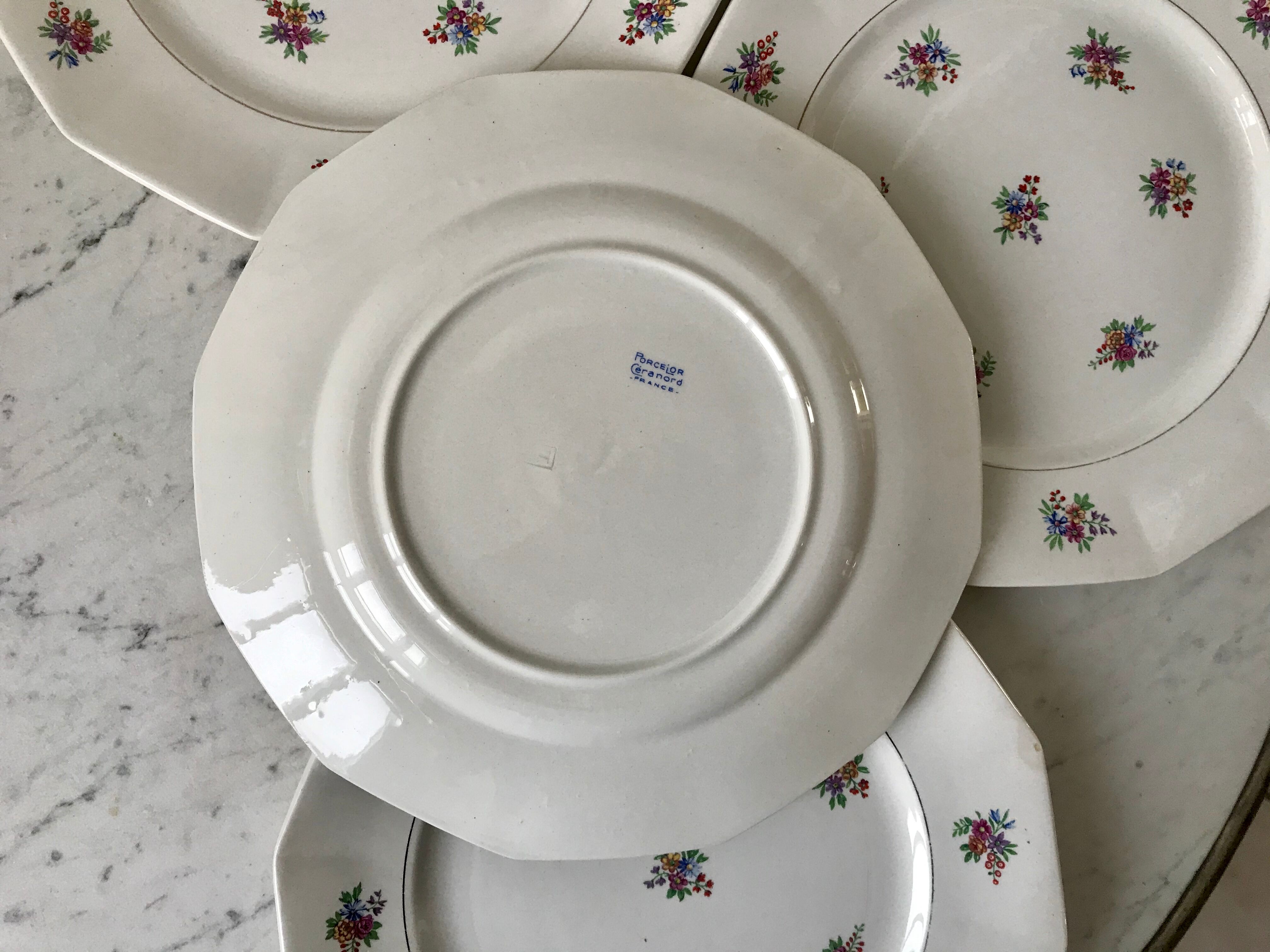 Set of 4 flat plates Céranord Saint-Amand 50s