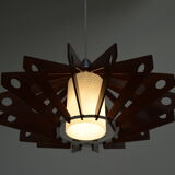 Mid-century wood pendant/drevo humpolec,czechoslovakia,1970's