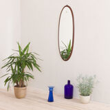 Italian mid-century oval, solid  mahogany frame mirror from the 60