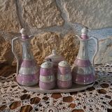 table server oil, vinegar, mustard, salt and pepper shakers with tray