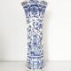 Octagonal vase blue birds BFK Boch Frères Kéramis 42 cm