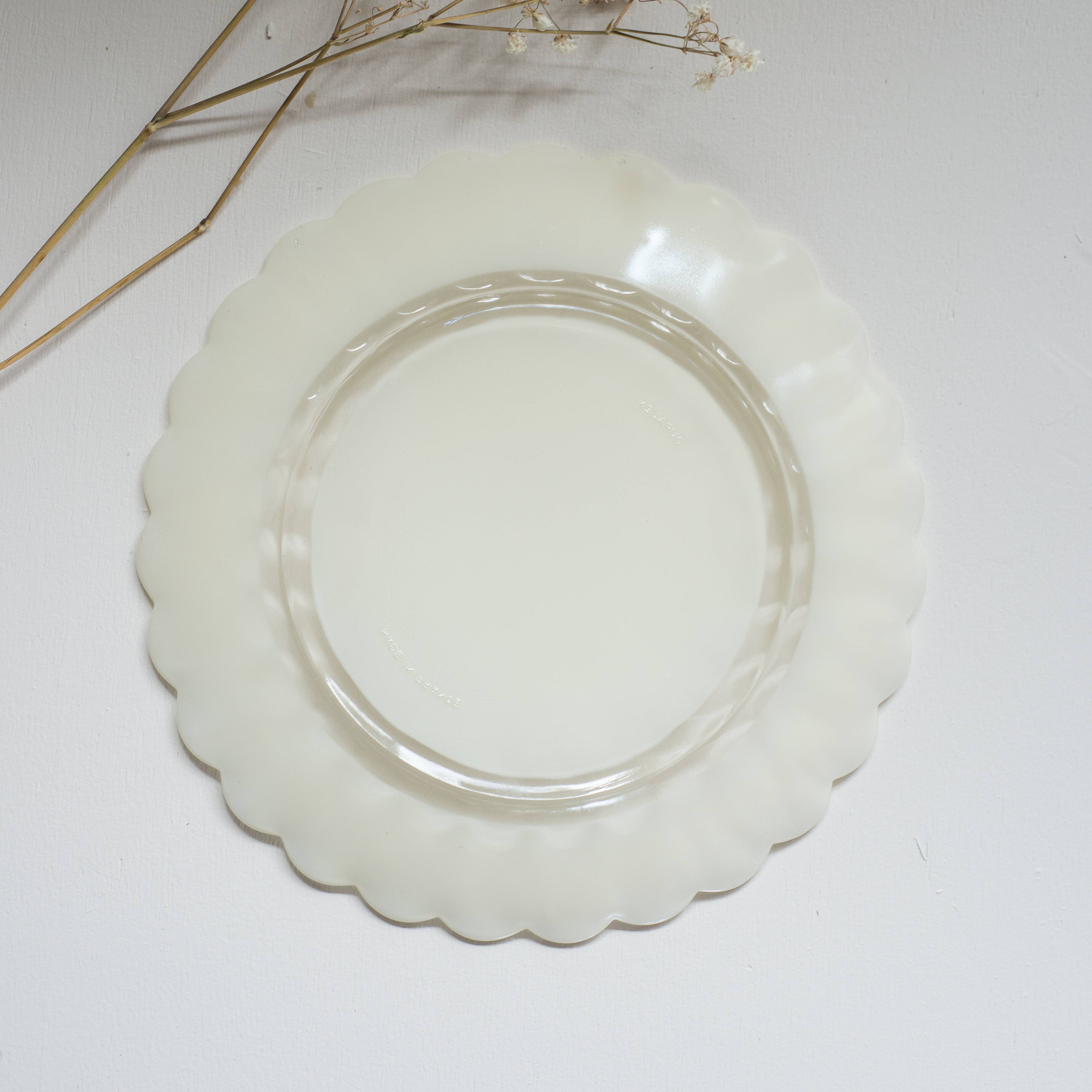 Set of 10 dessert plates flowers petals daisy Duralex Made in France 70s