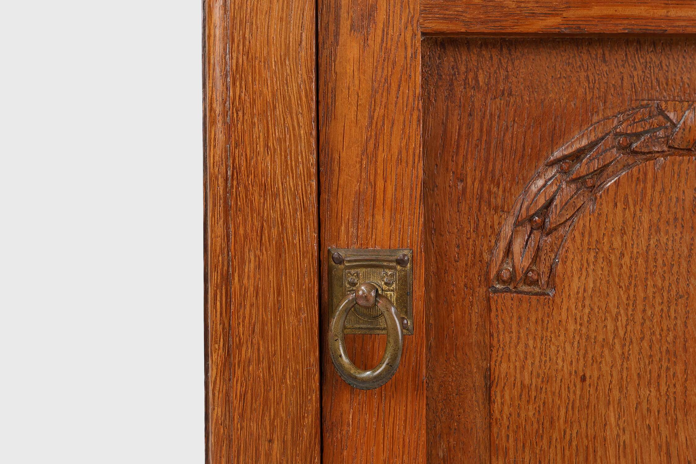 Art Deco nightstand in oak with Carrara marble top, France 1930s