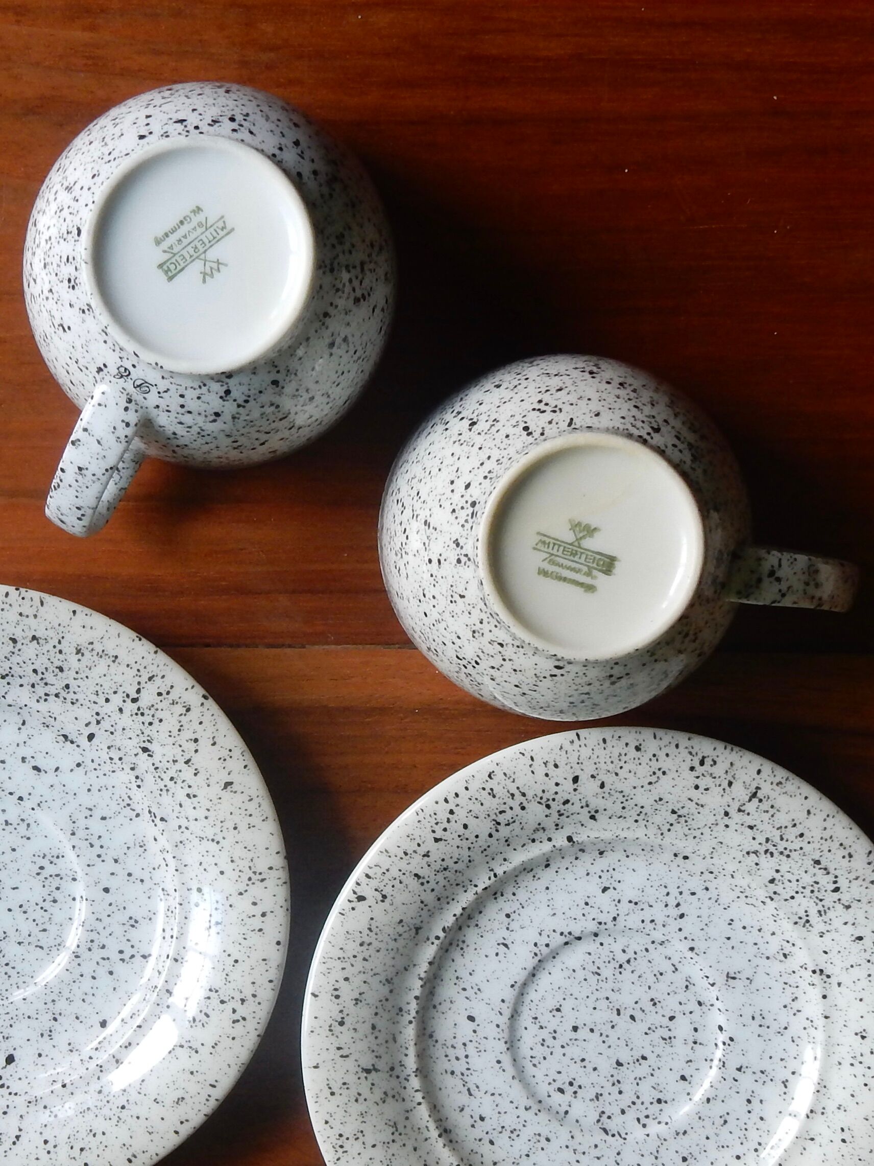 Bavaria, 2 coffee cups, 80s sandstone cups, West Germany