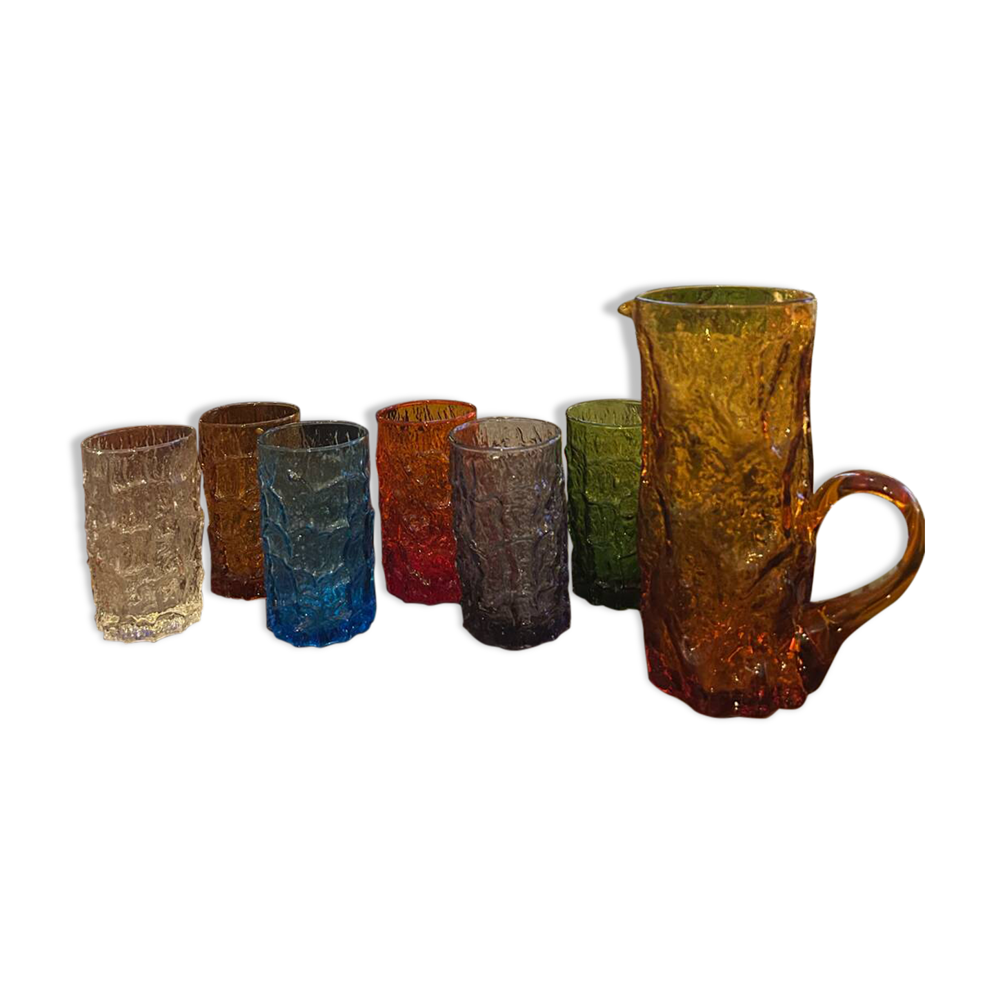 Set of 6 glasses and a carafe by Geoffrey Baxter