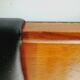 Mid century 1970s retro teak headboard with two hinged bedsides, upholstered in black by 'slumberlan