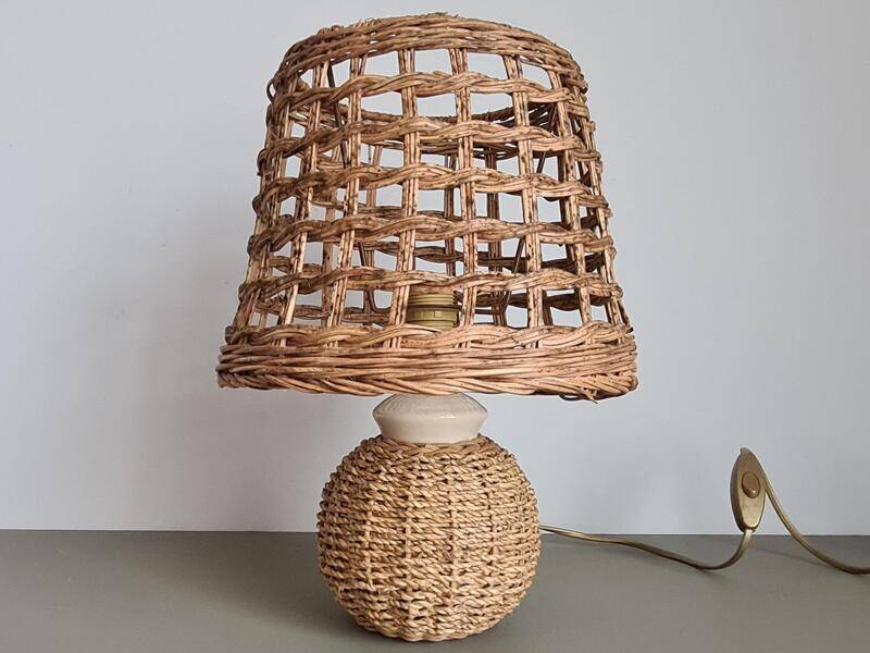 Vintage wicker and rattan lamp – natural bohemian lamp