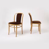 Suite de 2 chaises en bois courbé et velours marron par TON