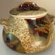 Vegetable dish, covered pot, glazed ceramic art, 1970s, signature to be identified