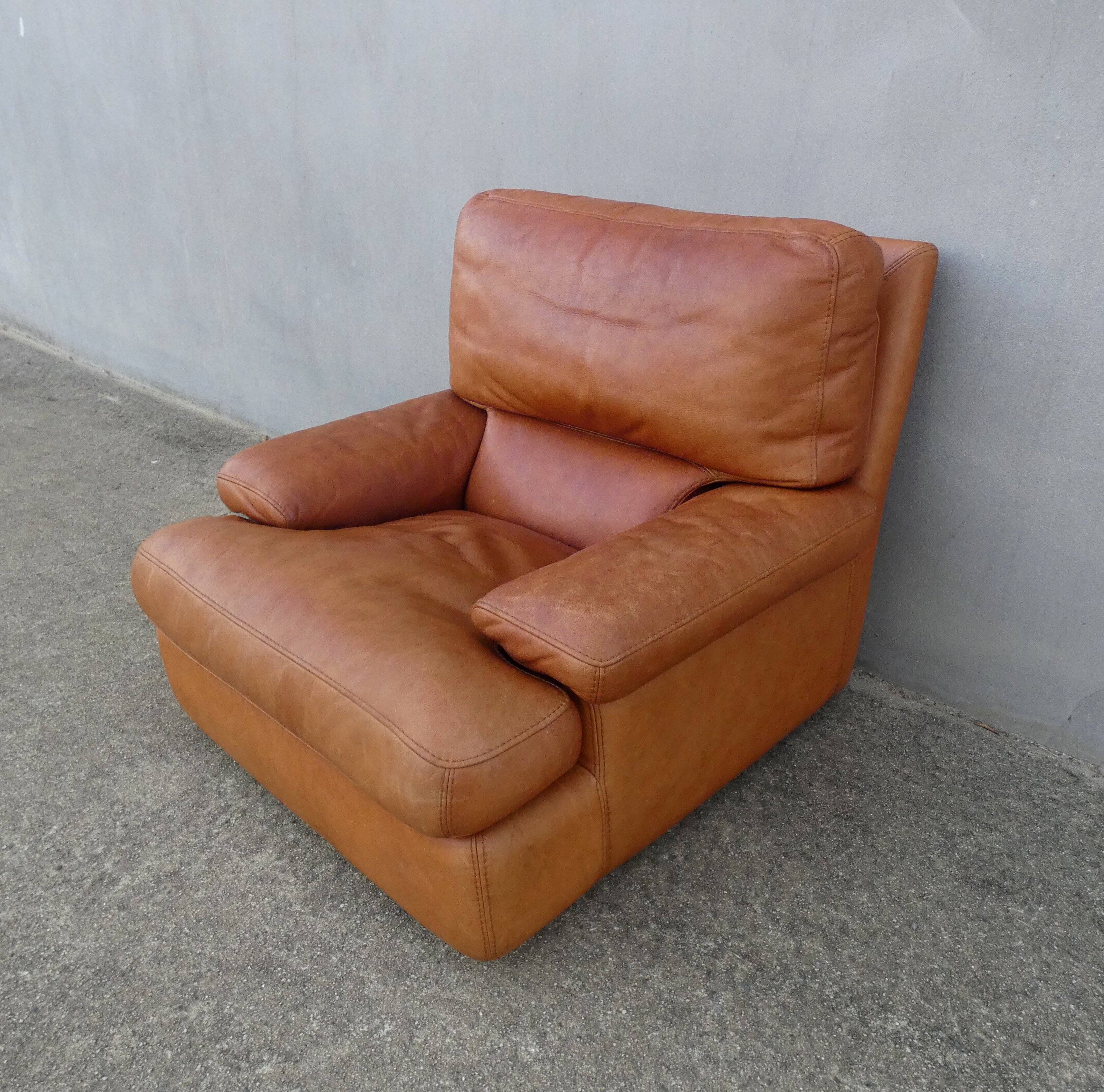 Vintage loft leather armchair DUVIVIER