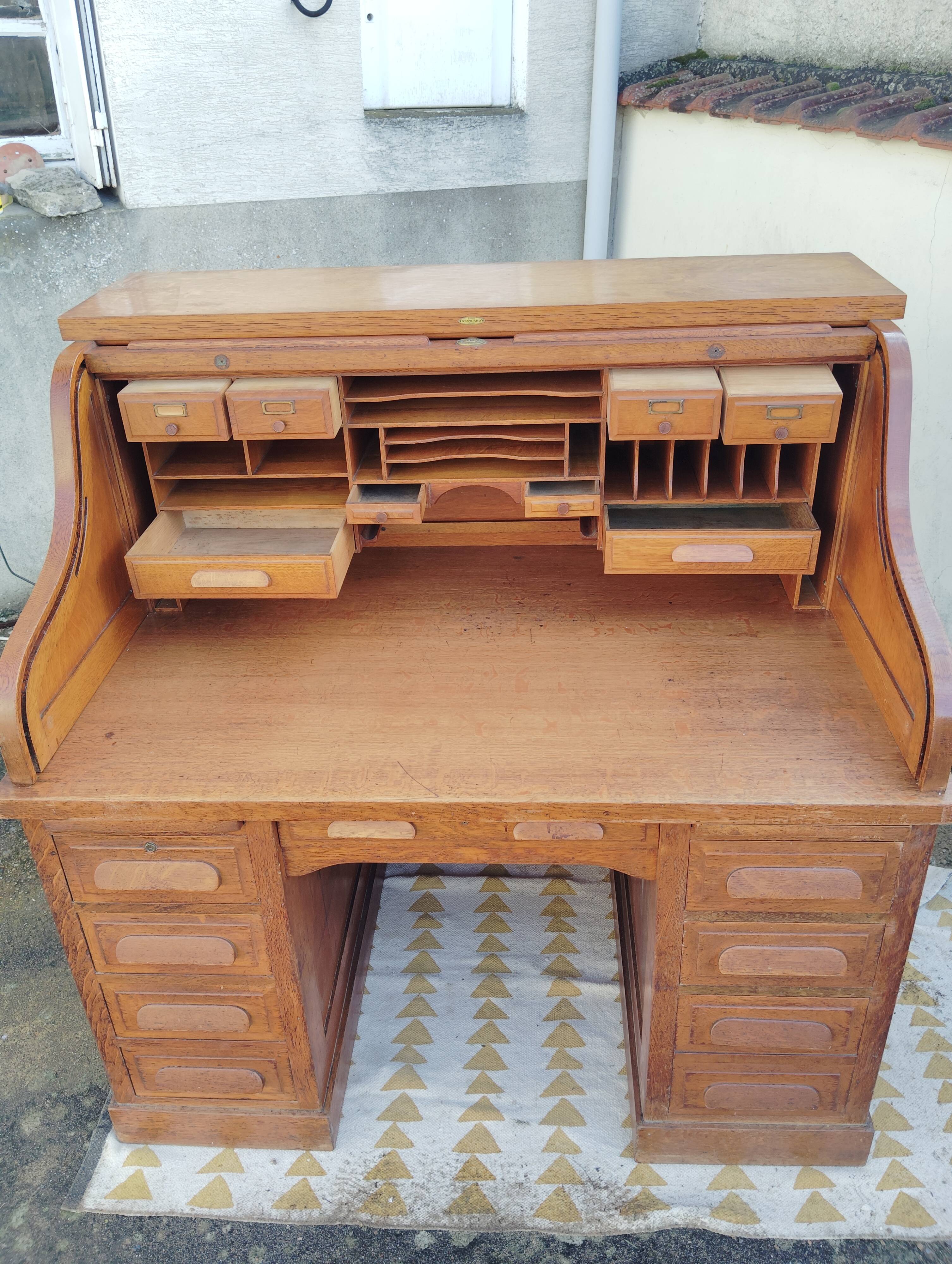 American desk with a "roll top" curtain