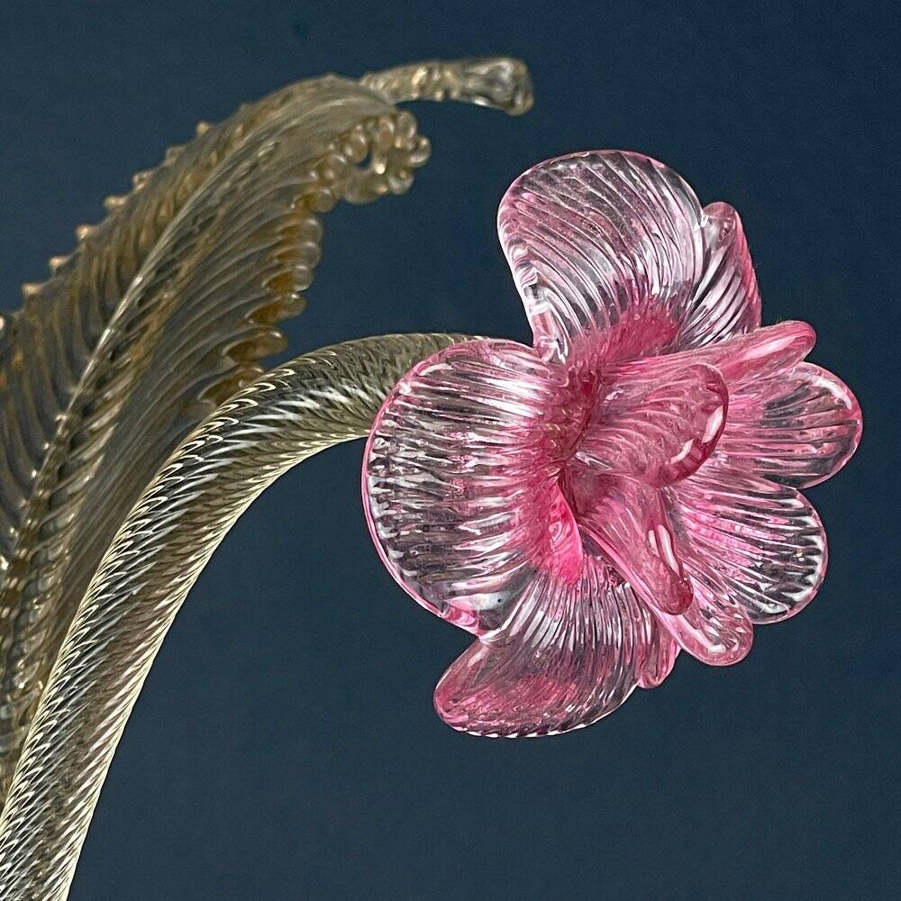 Murano glass lustre, pink and transparent, Italy, 1980s