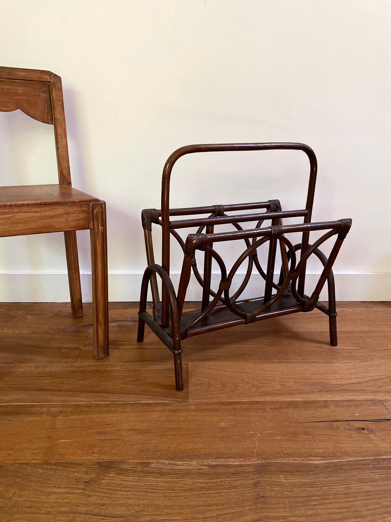 Vintage rattan magazine rack