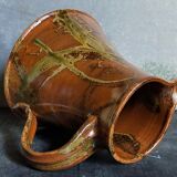 Pottery pitcher of La Borne in glazed stoneware art populaire