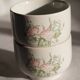 Set of 2 porcelain teacups with floral decorations, Korea