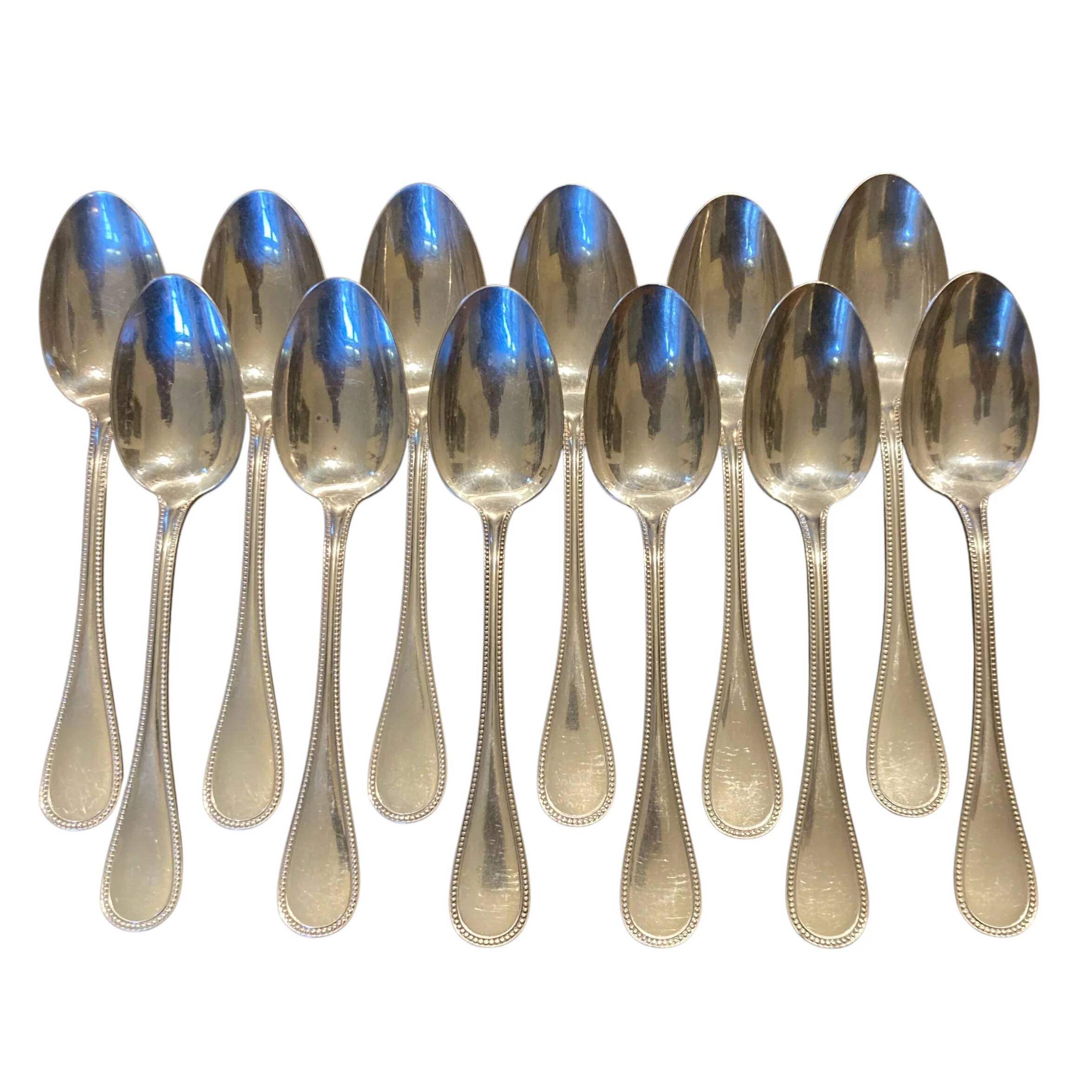 Christofle house model pearls 12 large table spoons