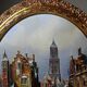 Large urban scene oil on wood framed painting John Haanstra vintage