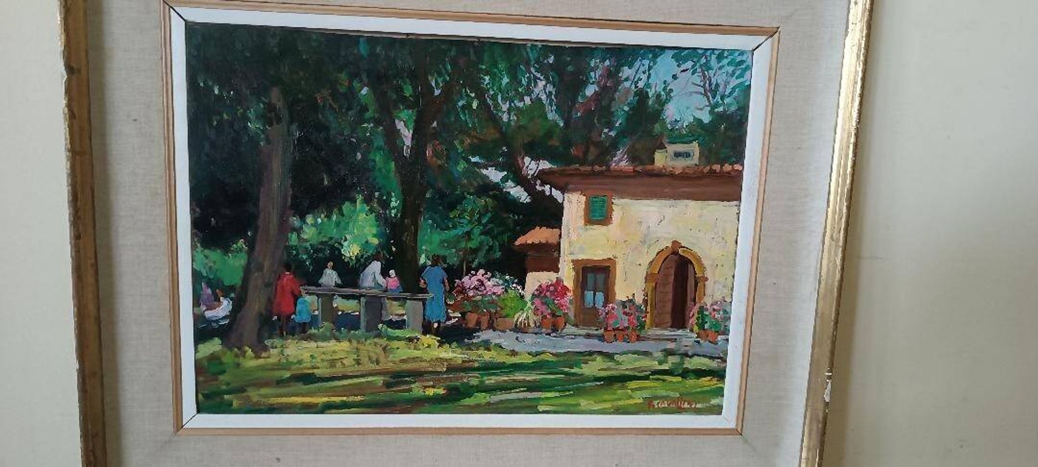 Landscape oil on panel Giuseppe Cavallini (Livorno 1916-2000) Villa Fabbricotti