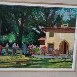 Landscape oil on panel Giuseppe Cavallini (Livorno 1916-2000) Villa Fabbricotti