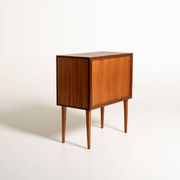 Cabinet de bar tambour en teck scandinave