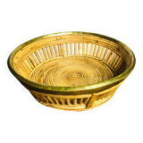 Large rattan and brass basket by Gabriella Crespi. Italy. 1970