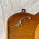 Art Deco wooden wall coat rack with round central mirror