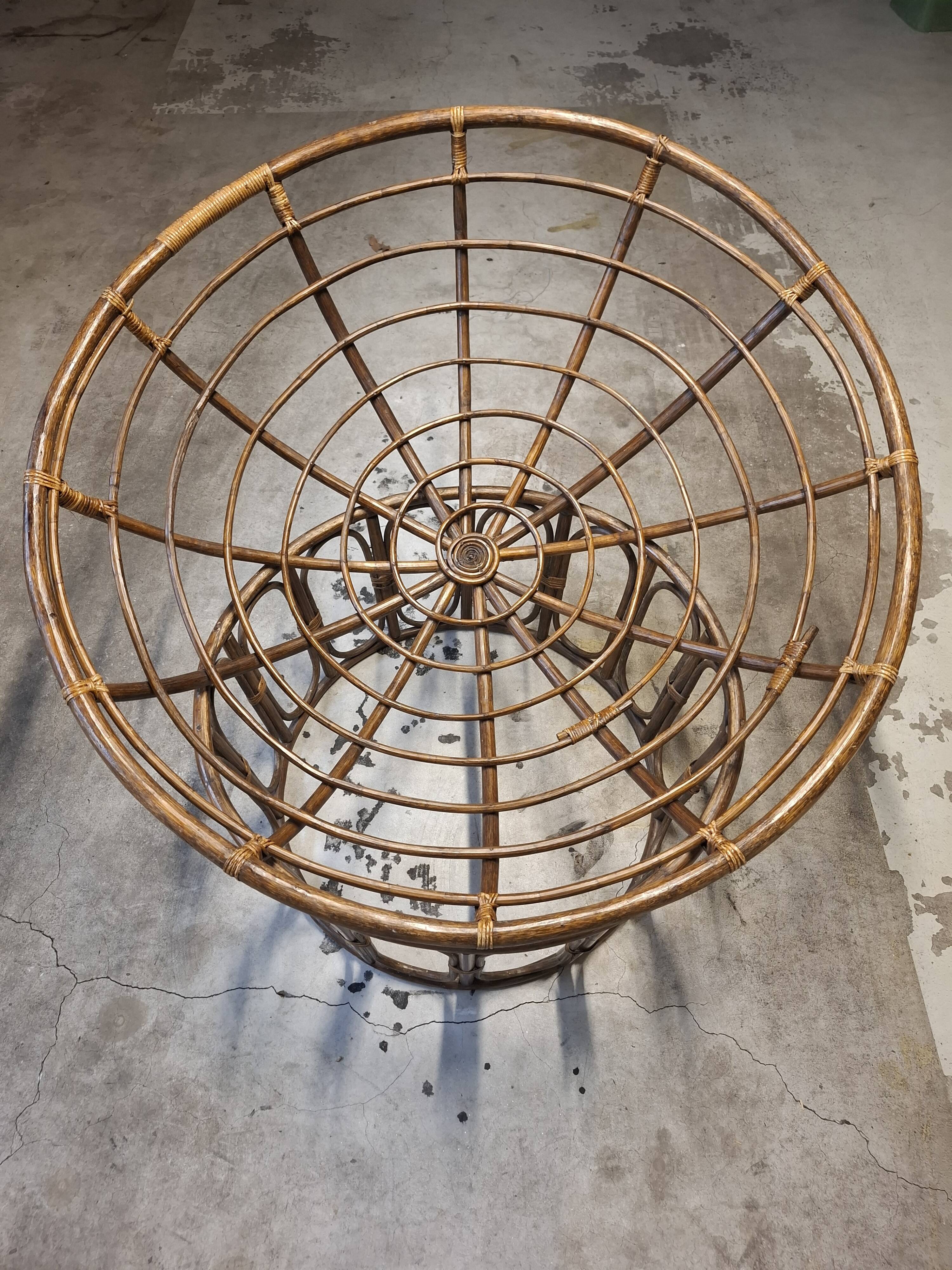 Fauteuil Papasan en rotin + grand coussin 130 cm