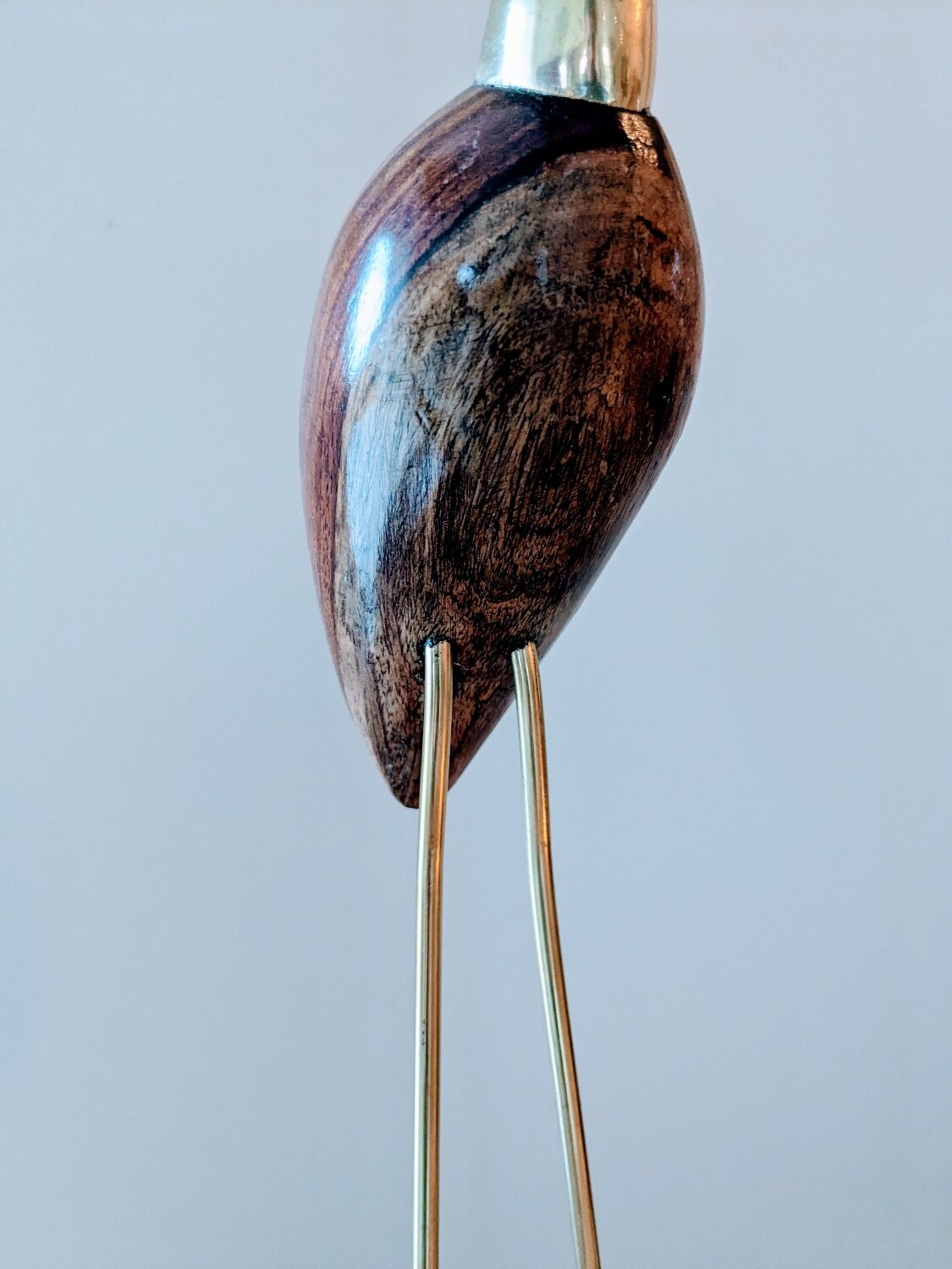Blue heron of the 60s-70s in brass and rosewood and teak