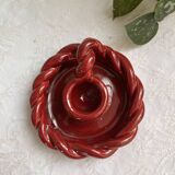 Twisted red earthenware candle holder - in the style of St Clément