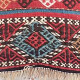 Antique Turkish Kilim Rug shabby vintage old wool country home Kelim 95x93cm