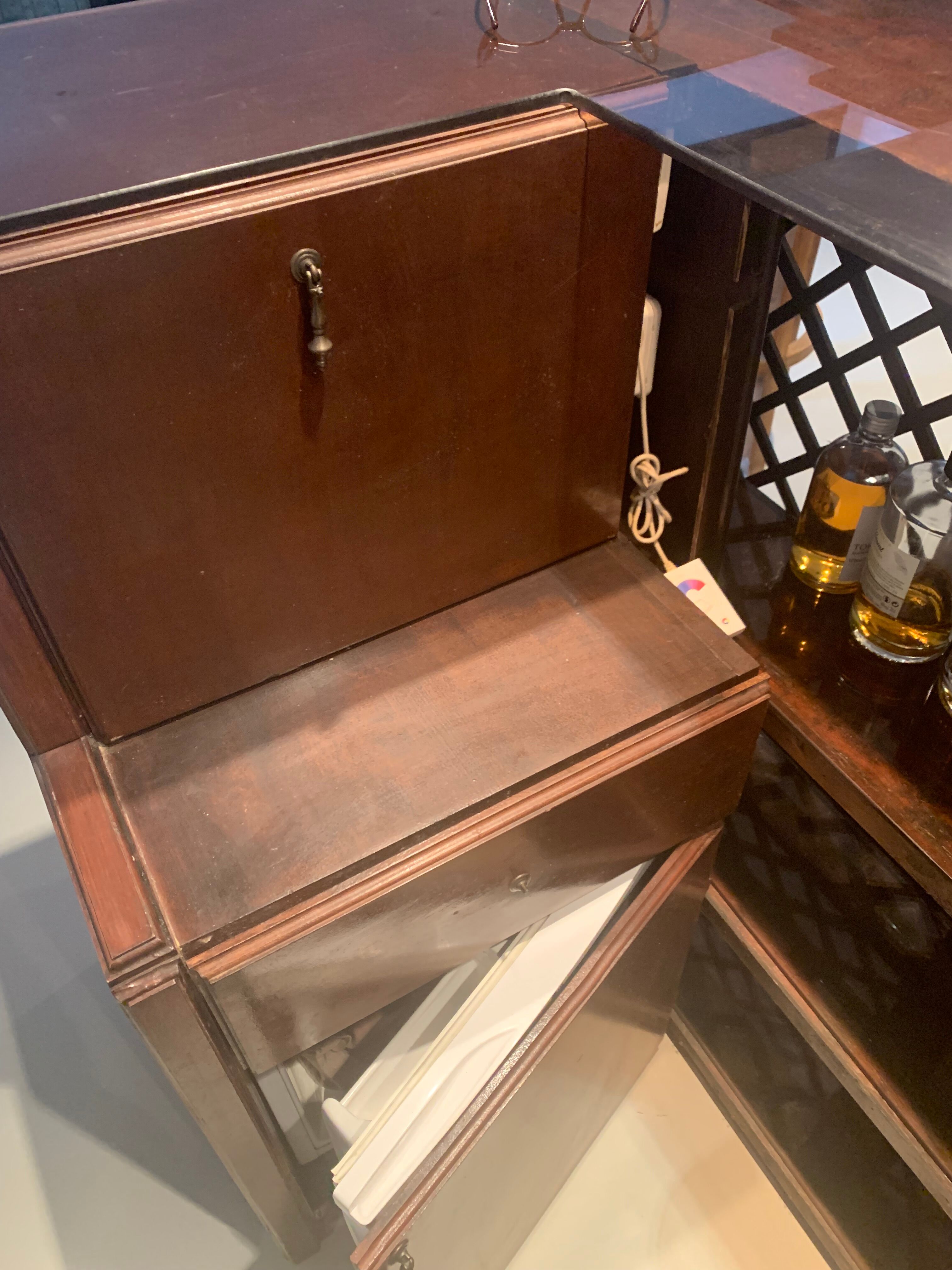 Vintage corner bar with fridge, corner unit/sink