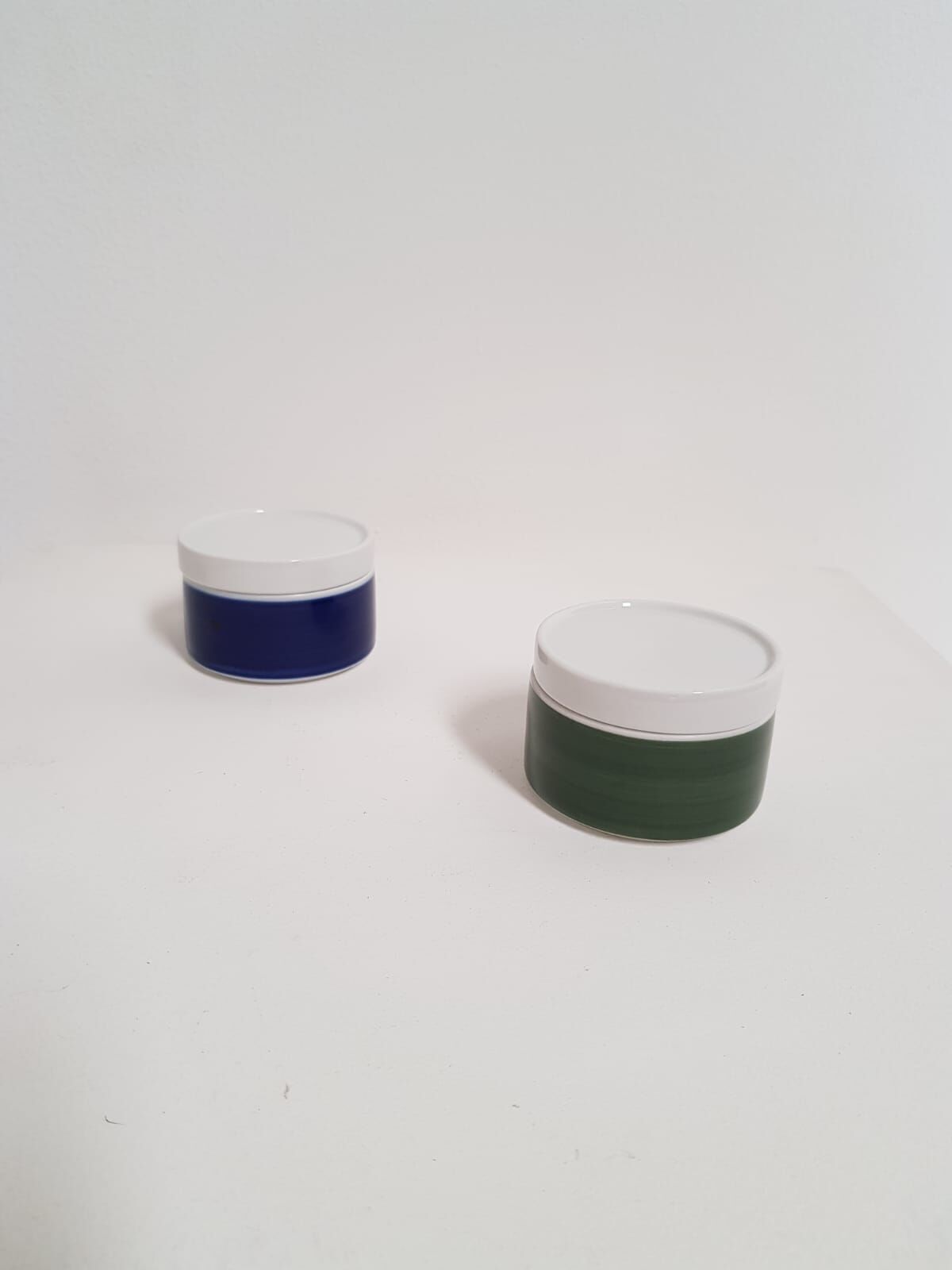 Vintage ceramic pot set with signed lid