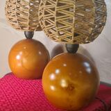 pair of solid wood big balls lamps 35x20 4kg very good condition