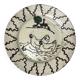 Ancienne assiette terre cuite décor poules Portugal XXème