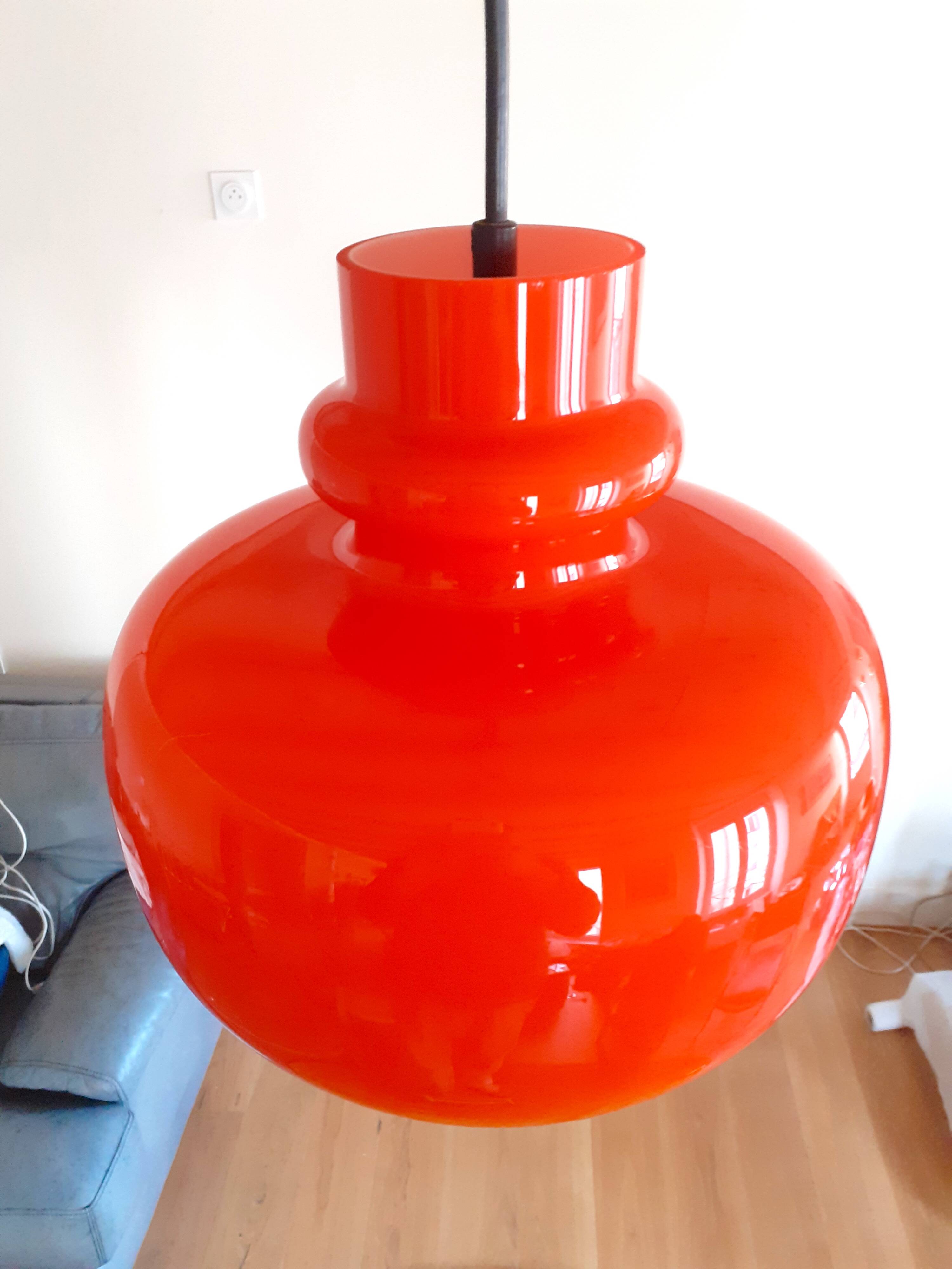 Vintage blown glass pendant light - Design by Hans Agne Jakobsson for Staff