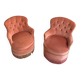 Pair of small powder pink toad armchairs