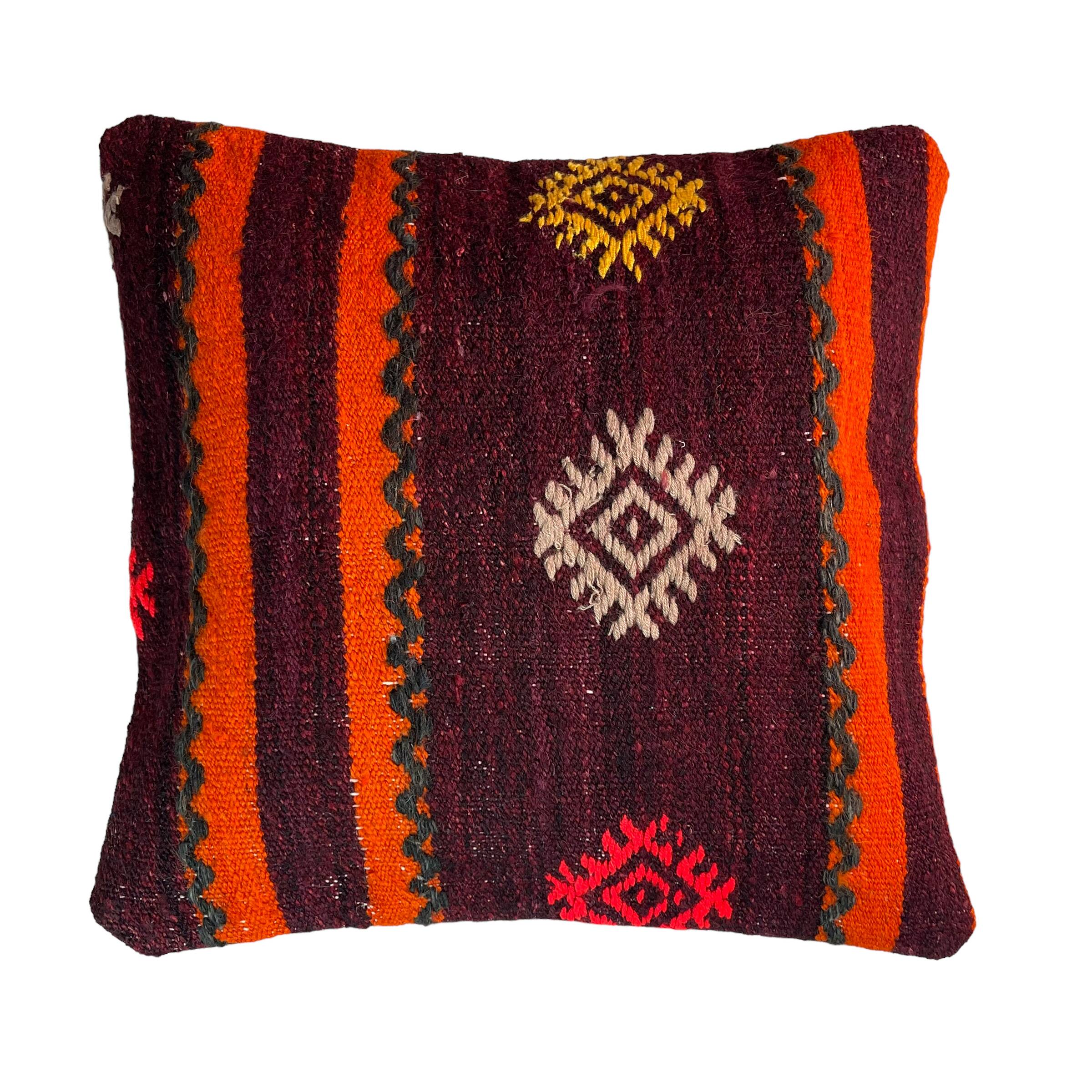 Housse de coussin kilim turc vintage, 40 x 40 cm