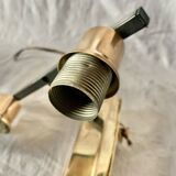 Pair of wall sconces in gilded brass and textured glass