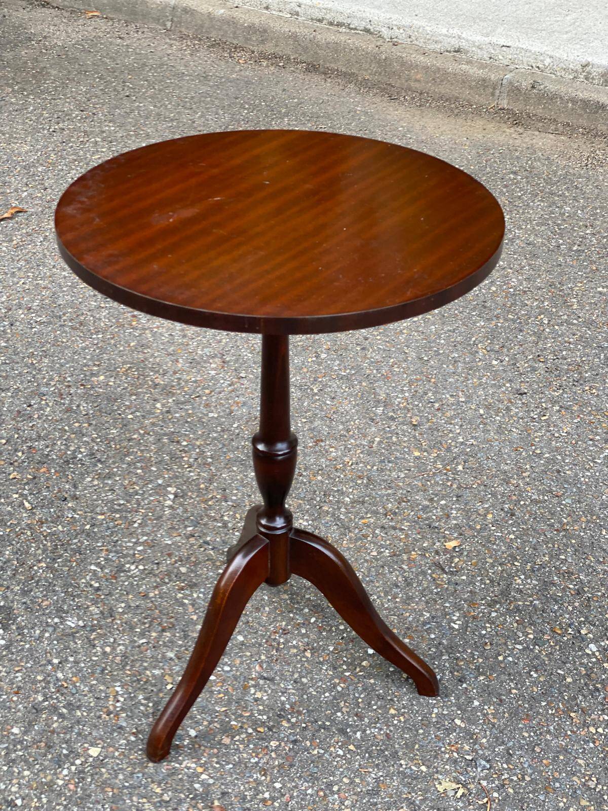 Solid walnut wood tripod side table