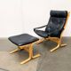 Siesta lounge chair set in Norwegian leather with ottoman by Ingmar Relling for Ekornes